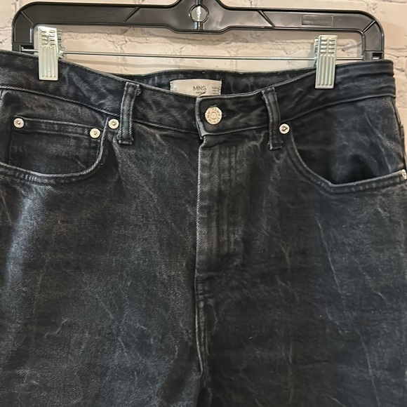 Mango High Waisted Straight Cropped Faded Black Jeans Women Size 10 - Picture 3 of 11